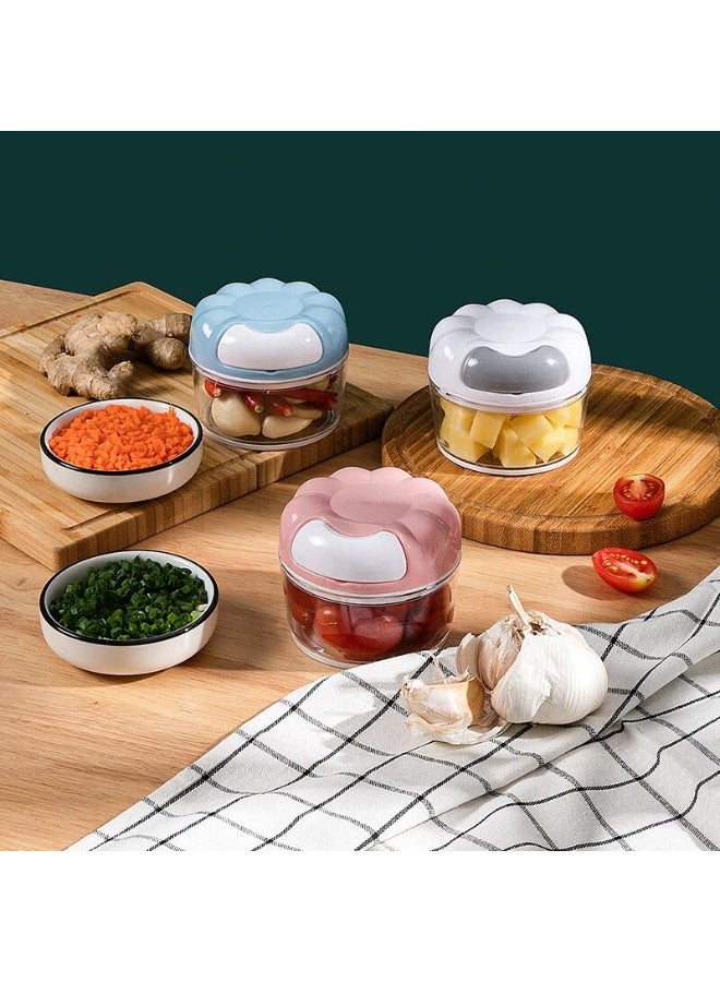 Manual Garlic Press Pull Chopper – Multifunction Hand Food Chopper for Garlic, Onion, Vegetables, Fruits and Boneless Meat, Manual String Chopper with Stainless Steel Blades, Safe Design, Non-Slip Base, Easy to Clean Kitchen Tool - Image 1